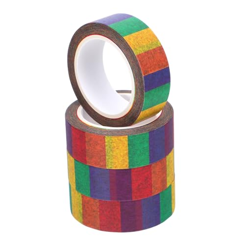 DIYEAH 4 Stück Washi Klebeband mit Streifen für Diy Scrapbooking Planer Etikettierung und Schulbedarf Selbstklebend Kein Rückstand von DIYEAH