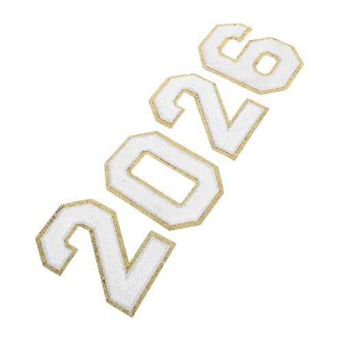 DIYEAH 4 Stück Weiße Chenille Zahlen Patches zum Aufbügeln Bestickte Polyester Zahlen Aufnäher Weiche Strapazierfähige DIY Applikationen für Kleidung Rucksäcke Hüte Team Uniformen von DIYEAH