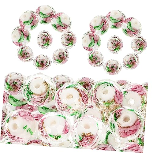 DIYEAH 40 Stück Diy Glasperlen mit Buntem Blumenmuster und Bead für Armbänder Schmuckherstellung und Bastelbedarf von DIYEAH