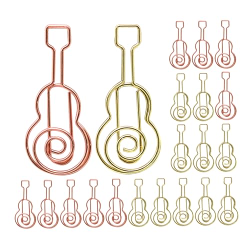 DIYEAH 40 Stück Gitarren-Büroklammer Ecke Büroklammern Clip Standard-Büroklammern Rosa Büromaterial für den Schreibtisch Kleine Papierklammern Büroklammer für Bargeld Papierstifte Metall von DIYEAH