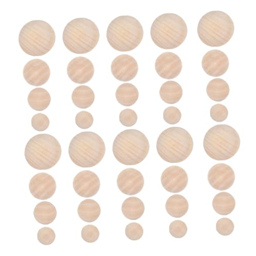 DIYEAH 40 Stück Halbe Holzperlen Unvollendete Mini Hemisphären Naturholz für Diy Projekte für Bastelarbeiten Malerei und Kinderspielzeug von DIYEAH