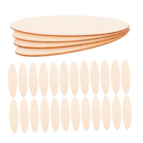 DIYEAH 40 Stück Unfertiges ovales Holzstück unvollendete Holzkreisscheibe unbehandeltes Holz zum Basteln Ovale DIY-Holzornamente Holzformen für Handwerk Holz unbehandelt Khaki von DIYEAH