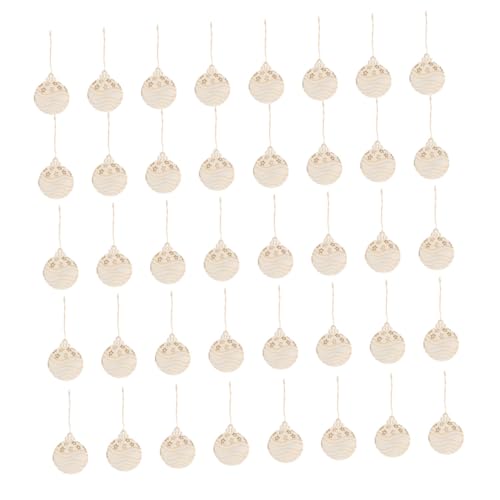 DIYEAH 40 Stück Weihnachtsanhänger aus Holz christbaumanhänger weihnachtsbaumanhänger Weihnachtsdekorationen Runde Christbaumkugelkappen Lichter Weihnachten hängende Holzscheiben hölzern von DIYEAH