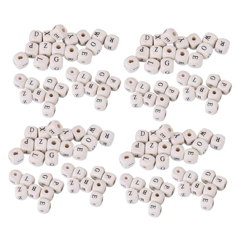 DIYEAH 400 Stück Quadratische Holzbuchstabenperlen Natürliche Holz abc würfel für DIY Schmuckherstellung Leichte Glatte Alphabetperlen für Armbänder Halsketten Schlüsselanhänger und von DIYEAH