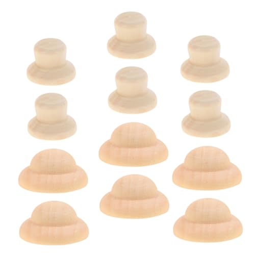 DIYEAH 40St Marionettenhut Holz Puppenhut DIY Puppenhut Holz Hut Handwerk Holz Hut Spielzeug DIY Holz Puppenhüte leerer Hut DIY Graffiti-Puppenhut Hut für Peg-Puppen von DIYEAH