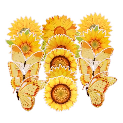 DIYEAH 45 Stück Sonnenblumen-Decoupage papierschere pauspapier Dekorativ Sonnenblumenausschnitte Dekorationen Party Sonnenblumen-Frühlingsausschnitte Blumenausschnitte aus Papier Yellow von DIYEAH