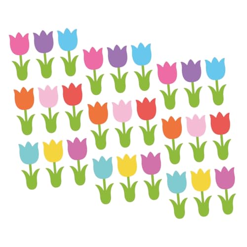 DIYEAH 45 Stück Teiliges Tulpen Papierblüten Bunt Stabile Kartonqualität Vielseitige Frühlingsdeko für Schule Büro Kinderbasteln Pinnwand Muttertag Lehrer und Frühlingsfeiern von DIYEAH