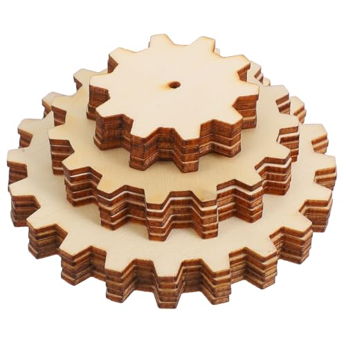 DIYEAH 45-teiliges Holzzahnrad-Bastelset zum Selbermachen – 5 cm/7,5 cm/10 cm unbehandelte Holzstücke zum Bemalen, Steampunk-Design, pädagogisches Stammspielzeug für Kinder von DIYEAH