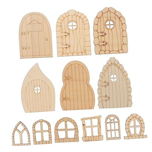 DIYEAH 48 Stück Diy Holzfeentüren Slices Unlackierte Türen für Feengärten Bastelzubehör zum Malen und Gestalten für Kinderzimmer und Kreative Projekte von DIYEAH