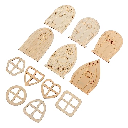 DIYEAH 48 Stück Mini-feentür Feentür-kit Künstliche Pflanze Olivenbaum Künstlich Gefälschte Pflanzen Künstliche Blätter Türen Saftig Auslauf Anlage Feentür Miniatur Holz von DIYEAH