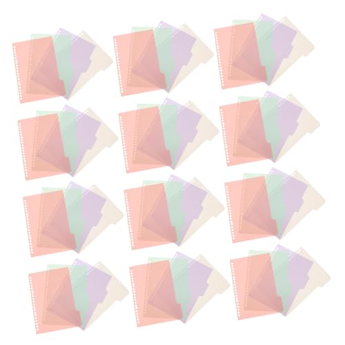 DIYEAH 48 Stück Teiliges mit Transparenten Trennblättern Wiederablösbar Tabs Ringbuch für Büro Schule und Persönliche Organisation von DIYEAH