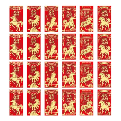DIYEAH 48 rote Umschläge zum Jahr des Pferdes – 2026 chinesische rote Umschläge, chinesische Hong Bao-Glücksgeldpakete für das Mondneujahr DIYEAH 48 rote Umschläge zum Jahr des Pferdes – 2026 chinesische rote Umschläge, chinesische Hong Bao-Glücksgeldpakete für das Mondneujahr von DIYEAH
