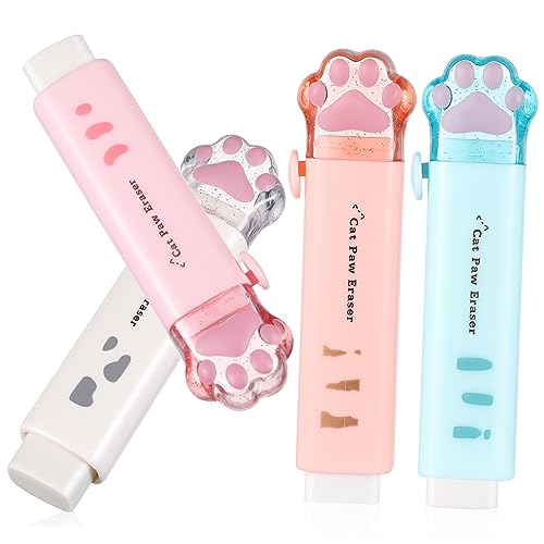 DIYEAH 4Stücke Kawaii Radiergummis Katzenpfotenform Einziehbar Und Leicht Süßes Briefpapier Für Schule Und Büro Für Katzenliebhaber von DIYEAH