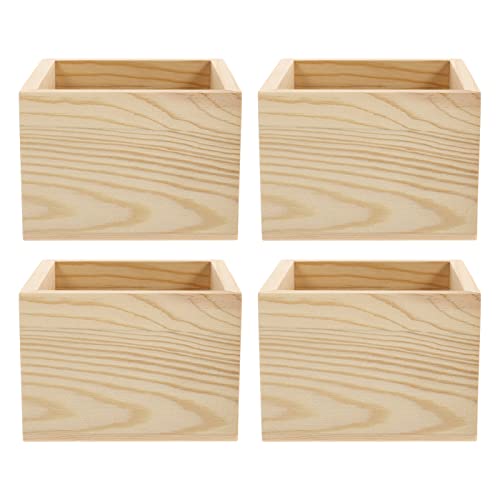 DIYEAH 4Stücke Kleine Holzboxen DIY Organizer für Schmuck Aufbewahrungsboxen ohne Deckel für Ohrringe Ringe und Kleine Accessoires von DIYEAH