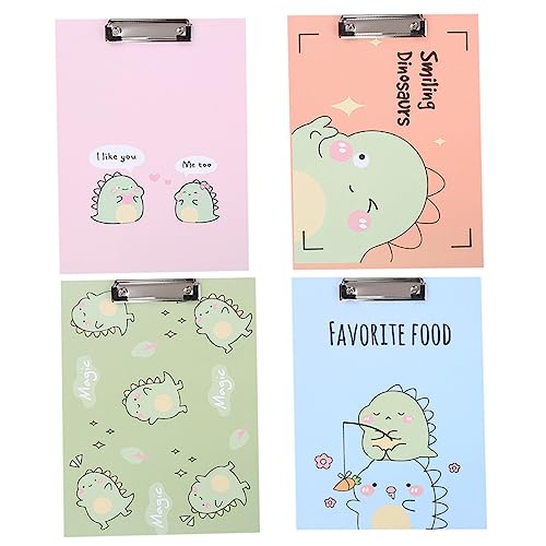 DIYEAH 4Stücke Multifunktionales Klemmbrett Teiliges Clipboard mit Cartoon Muster für Schule und Grün Orange Robuster Papierhalter mit Einfachem Clip Mechanismus von DIYEAH