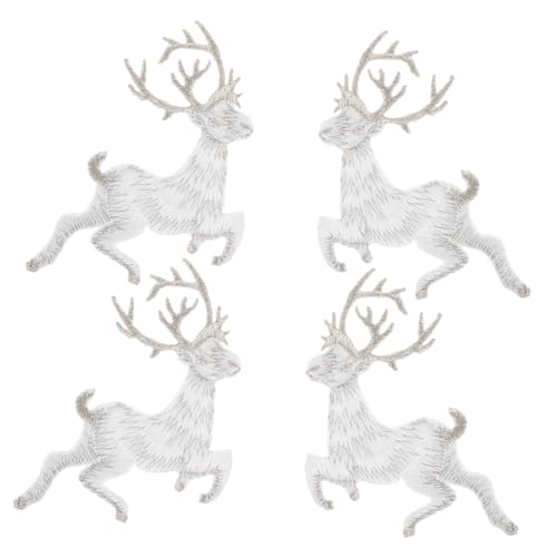 DIYEAH 4Stücke Weihnachtsaufkleber Deer Stickerei Exquisite Stoffapplikationen Für Weihnachtsdekoration DIY Patch Für Kleidung Und Bastelprojekte Hochwertige Rayonmaterialien von DIYEAH