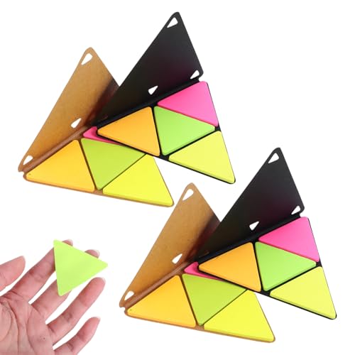DIYEAH 4er-Set Dreieckige Haftnotizen: Bunte, wasserfeste PET-Memo-Pads, abreißbare Notizzettel für Büro, Schule und Studium, 10,5 x 9,3 cm von DIYEAH