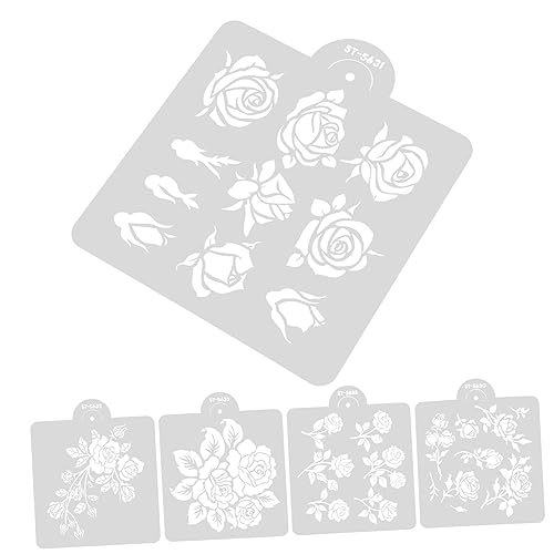DIYEAH 5 Blätter Druckvorlage Rose wiederverwendbare Schablonen klein stencil schablonen stencils schablonen Frühlingsschablonen für Schablonen zum Malen auf Holz das Haustier Weiß von DIYEAH