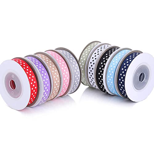 DIYEAH 5 Rollen Breites Gepunktetes Dekorationsband Geschenkband für DIY Projekte Hochzeits und Partydekoration Yards pro Rolle Weiß von DIYEAH