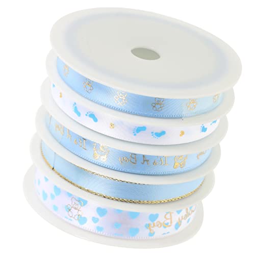 DIYEAH 5 Rollen Festival-geschenkband -kabelband Hochzeitsgeschenkband Bänder Für Handwerk Mädchen Band Stoff Bunt Wickelband Band Zum Verpacken Diy Liefert Blue Polyester von DIYEAH