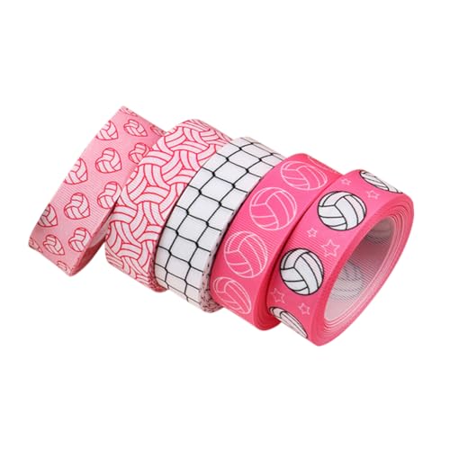DIYEAH 5 Rollen Geschenkband Jubelband Sport Thematisches Band Volleyball-partygeschenke Volleyballbänder Für Die Mannschaft Volleyballband Urlaubsband Volleyball-bastelband Polyester von DIYEAH