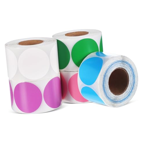 DIYEAH 5 Rollen Runde Selbstklebende Etiketten für Büro Lager und Klassenzimmer Etiketten pro Weiß Grün Blau und DIYEAH 5 Rollen Runde Selbstklebende Etiketten für Büro Lager und Klassenzimmer Etiketten pro Weiß Grün Blau und von DIYEAH
