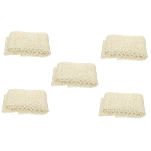 DIYEAH 5 Rollen Stickerei Spitze Bastelspitze Bestickt Spitzenbesatz Für Braut Hochzeit Schnürsenkel Nähen Elegant Kleid Dekorativer Nähstoff Spitzenband Rockkragen Beige Milchseide von DIYEAH