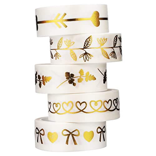 DIYEAH 5 Rollen Washi Tape mit Dekoratives Klebeband für Scrapbooking und DIY Projekte Selbstklebend Vielseitig Einsetzbar für Notizbücher Tagebuch und Mehr von DIYEAH