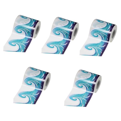 DIYEAH 5 Rollen Wellenrandaufkleber würfelunterlage einhelll leichte office decoration beileight dekorativ Tafel dekoration Grenzpapier Bordumrandung Grenzen Klassenzimmer Bulletin von DIYEAH