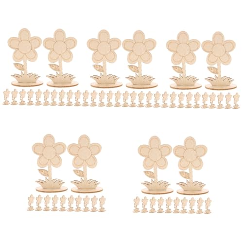 DIYEAH 5 Sätze Blumenornamente Dekoration Blumenstiele Basteln DIY Malerei Hochzeitsblumen Innenbereich Babyornamente Für Unfertige Blumenausschnitte Aus Holz 12 Stück * 5 von DIYEAH