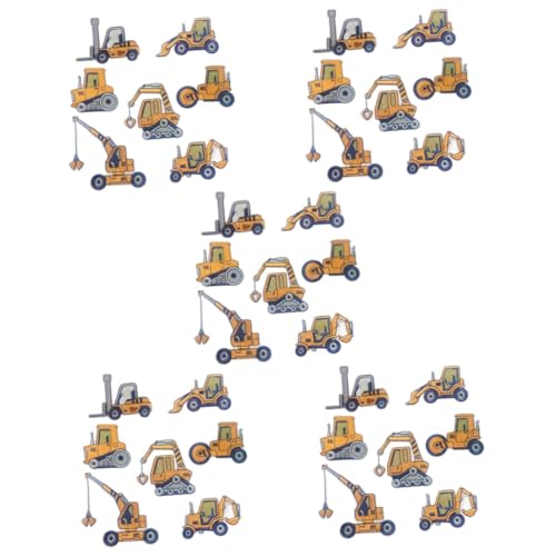 DIYEAH 5 Sätze Cartoon-stoffaufkleber Karikatur Gestickte Aufnäher Für Fahrzeuge Lustig Stickerpappier Stickrahmen Engineering-auto-kleidungs-patch Reparaturflicken Für Jeans 7 Stück * 5 von DIYEAH
