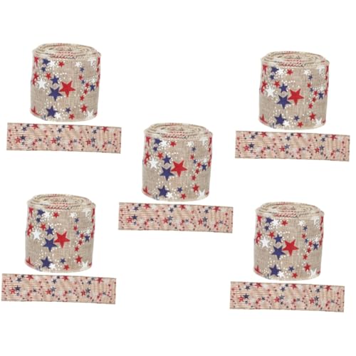 DIYEAH 5 Sätze Pentagrammband Für Schleife Rot Seidenband Ribbon Geschenkband Bandfeile Dekoband Mit Fünfzackigem Stern Patriotisches Band Sackleinenband Banddekor Stoff 2 Rollen * 5 von DIYEAH