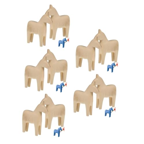 DIYEAH 5 Sätze Unvollendete Holzpferd Figuren Zur Diy Dekoration Kleine Pferdestatuen Für Handarbeiten Bastelprojekte Und Gestaltung 2 Stücke * 5 von DIYEAH