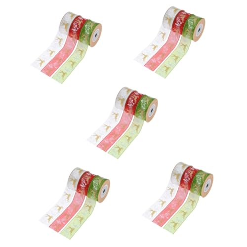 DIYEAH 5 Sätze Weihnachtsband Ribbon Bandfeile Weihnachtspräsent Präsentbox Schleifen Zum Verpacken Breites Band Zum Einwickeln Weihnachtsgeschenkband Banddekoration Polyester 3 Stück * 5 von DIYEAH