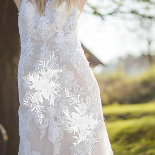 DIYEAH 5 Stück Blumenapplikationen: Bestickte Spitzenapplikation, weißer Blumenbesatz, zum Aufnähen, DIY-Stoff für Hochzeitskleid, Brautkleid-Dekoration DIYEAH 5 Stück Blumenapplikationen: Bestickte Spitzenapplikation, weißer Blumenbesatz, zum Aufnähen, DIY-Stoff für Hochzeitskleid, Brautkleid-Dekoration von DIYEAH