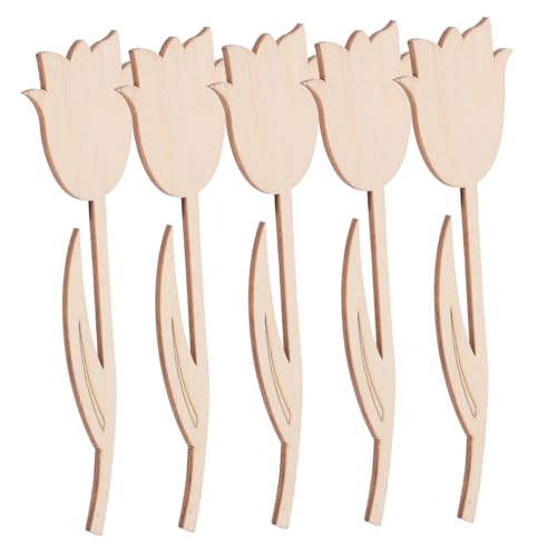 DIYEAH 5 Stück Diy Holzblumen Scheiben für Unbehandelte Holz Ausschnitte zum Malen und Basteln Holzhandwerksprojekte für Kreative Frühlingstätigkeiten von DIYEAH