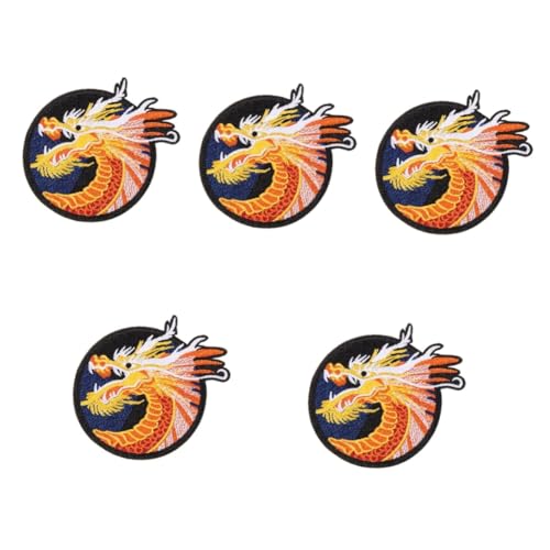 DIYEAH 5 Stück Drachen Aufnäher Zum Aufbügeln Bestickte Aufnäher Patches Im Abzeichen Stil Stickerei Patch Für Jacken Drachen Bastelflicken Für Kleidung Drachen Ornament von DIYEAH