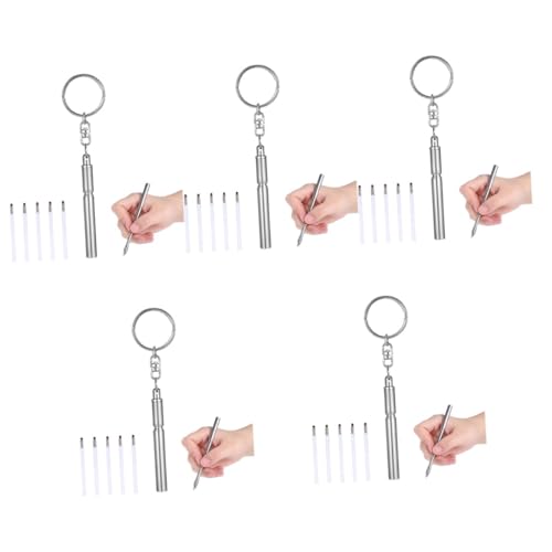 DIYEAH 5 Stück Edelstahl Ausziehbarer Kugelschreiber Schlüsselanhänger mit Einziehbarem Mini Stift Langlebig Verstellbare Ersatzminen Tragbar für Büro und Unterwegs DIYEAH 5 Stück Edelstahl Ausziehbarer Kugelschreiber Schlüsselanhänger mit Einziehbarem Mini Stift Langlebig Verstellbare Ersatzminen Tragbar für Büro und Unterwegs von DIYEAH