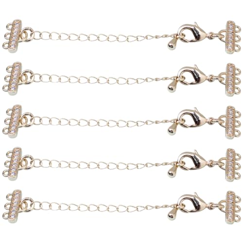 DIYEAH 5 Stück Kettenverlängerung für und Armbänder Goldfarbene Lobster Buckle Chains mit Zirkonia für Diy Schmuckherstellung und Reparatur Vielseitig und Einfach zu Verwenden von DIYEAH