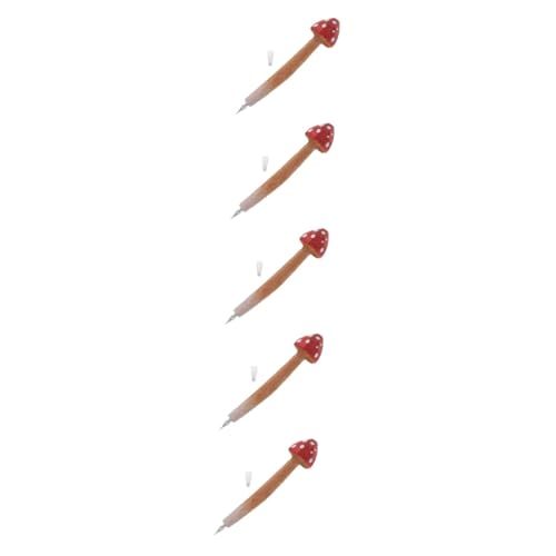 DIYEAH 5 Stück Mushroom Ballpoint Pen aus Holz Kreative Schreibfeder für Schule und Büro Lustige und Dekorative Kugelschreiber Ergonomisches Design für von DIYEAH