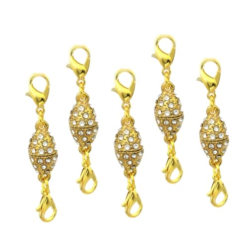 DIYEAH 5 Stück Olivenförmige Strass Magnetverschluss Hummerclip Kreativer Goldfarbiger Karabiner für Diy Schmuckherstellung von DIYEAH