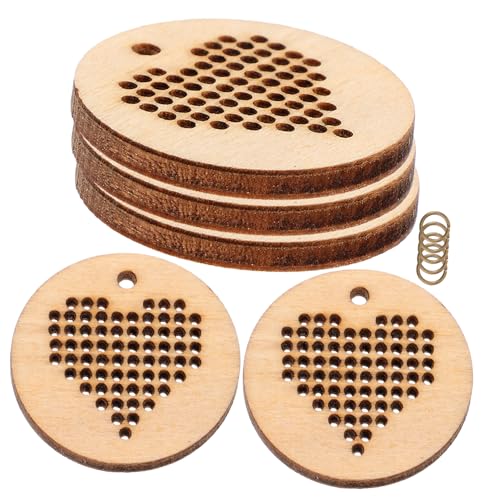DIYEAH 5 Stück Ornamente aus Holzspänen handgefertigte Holzchips natürlicher Holzheizenanhänger Zauber kleine Holzkreuze Beige von DIYEAH