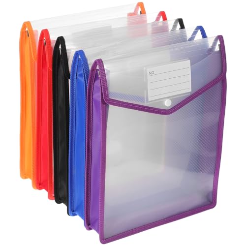 DIYEAH 5 Stück Teiliges Dokumenten Organizer Klare Aktenhüllen für Briefformate Erweiterbare Wasserfeste Dateiordner mit Sicherem Verschluss für Büro und Schule In Blau Schwarz Rot von DIYEAH