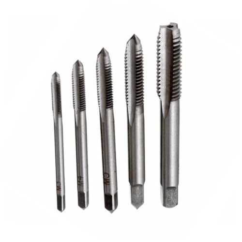 DIYEAH 5 Stück Teiliges Gewindebohrer Set Spiralspitze Handgewindebohrer aus Hochfestem Stahl Metrisches Maschinengewinde für Reparatur und Maschinenbau von DIYEAH