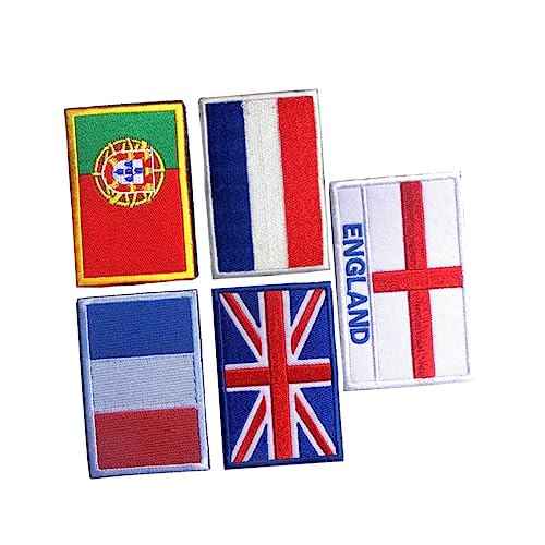 DIYEAH 5 Stück Teiliges Nationalflaggen Patch Stickerei Stoffaufnäher für Sport Armband Abzeichen Zubehör Uk Frankreich Niederlande Portugal England von DIYEAH
