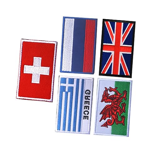 DIYEAH 5 Stück Teiliges Nationalflaggen Patches Stickerei Klebe Accessoires für Sportarmbänder Dekorative Aufnäher Russland Schweiz Griechenland Uk von DIYEAH