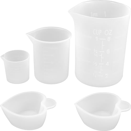 DIYEAH 5 Stück Teiliges Silikon Messbecher Set für Epoxidharz zum von Flüssigkeiten für Diy Projekte und Bastelarbeiten Klare für Präzise Messungen von DIYEAH