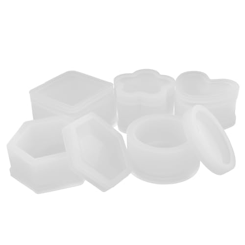 DIYEAH 5 Stück Teiliges Silikon-resin-box-formen Deckel Vielseitige Epoxidharz-gießformen für Schmuckkästchen Aufbewahrungsbehälter Kerzenhalter Langlebig Einfach zu Entformen Weiß von DIYEAH