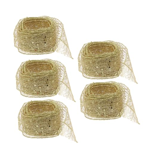 DIYEAH 5 Stück Teiliges Weihnachts Dekoband Gold Glitter Mesh Schleifenband mit Drahtkante Robustes DIY Geschenkband für Weihnachtsbäume Fenster Karten und Bastelprojekte DIYEAH 5 Stück Teiliges Weihnachts Dekoband Gold Glitter Mesh Schleifenband mit Drahtkante Robustes DIY Geschenkband für Weihnachtsbäume Fenster Karten und Bastelprojekte von DIYEAH