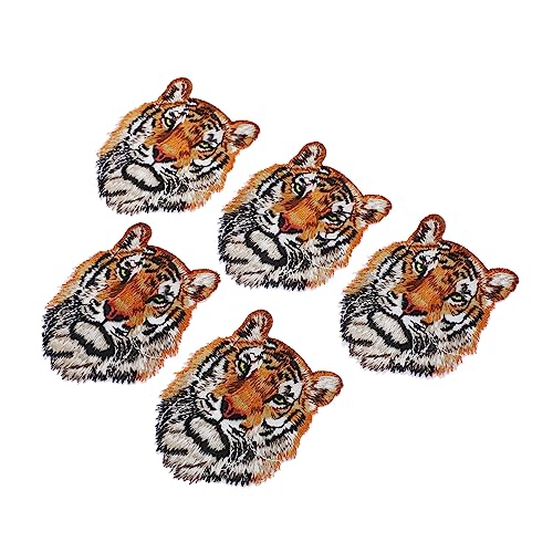 DIYEAH 5 Stück Tigerkopf Aufnäher Bestickte Patches für Kleidung Taschen Hüte Dekoration und Reparaturmaterialien für Modeaccessoires von DIYEAH